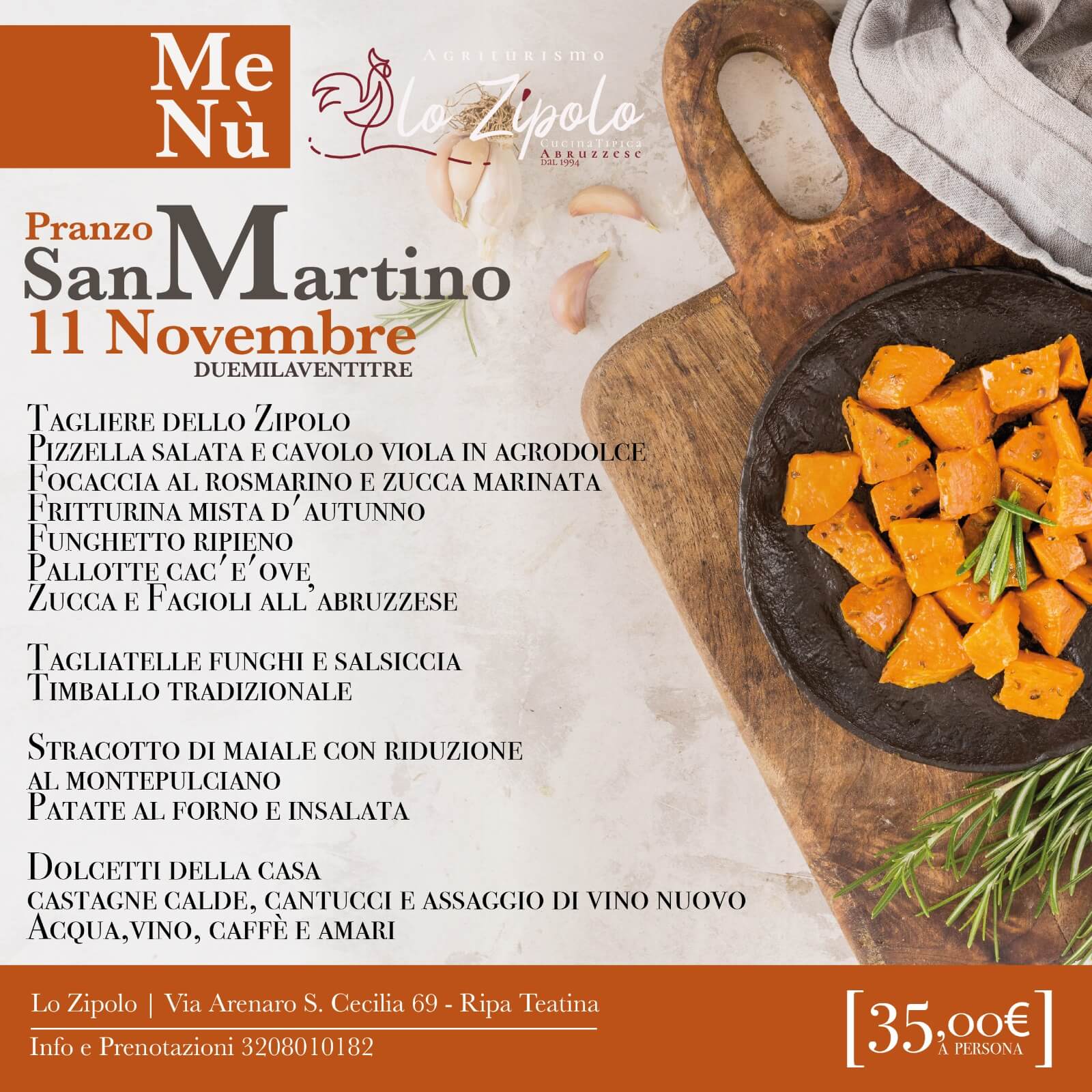 Menu San Martino 11 Novembre - Agriturismo Lo Zipolo